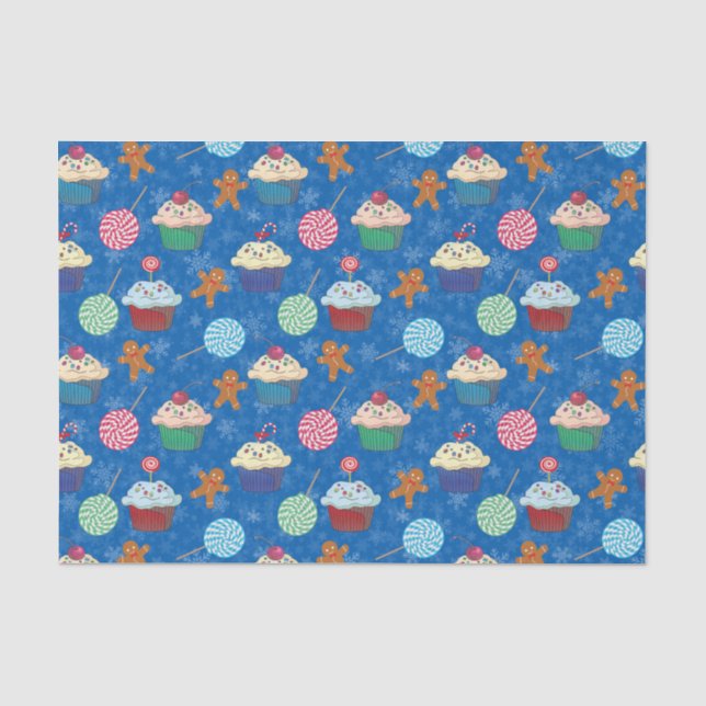 Peppermint Candy ,Gingerbread Man and cup cake Tissue Paper (Front)