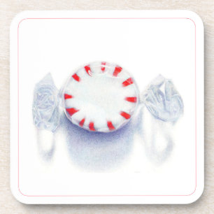 PEPPERMINT CANDY Hard Plastic Coasters