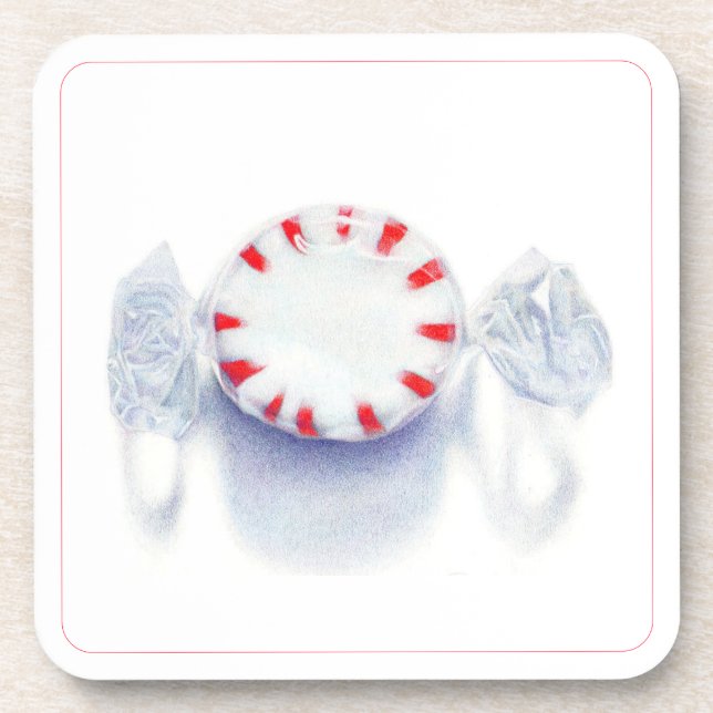 PEPPERMINT CANDY Hard Plastic Coasters (Front)