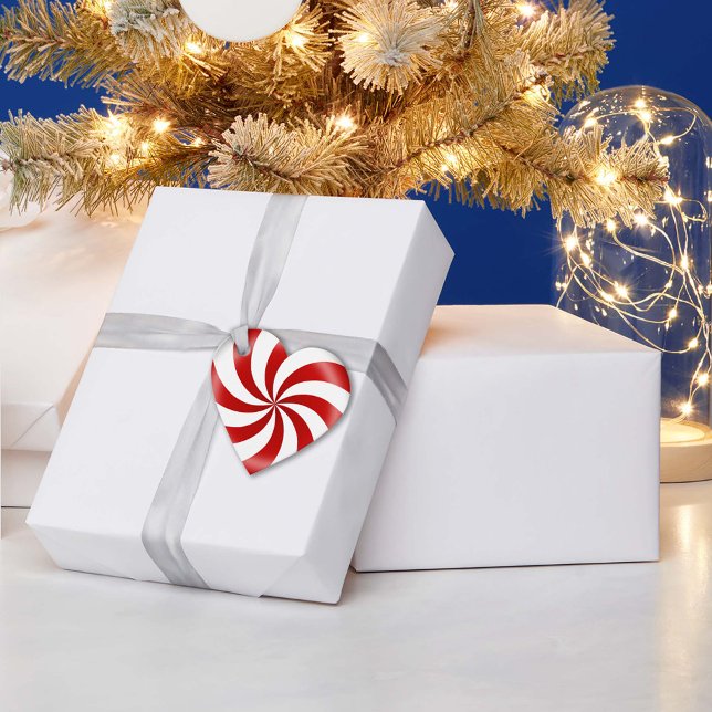 Peppermint Candy Heart  Favour Tags (Add a customizable peppermint candy heart tag to your holiday presents!)