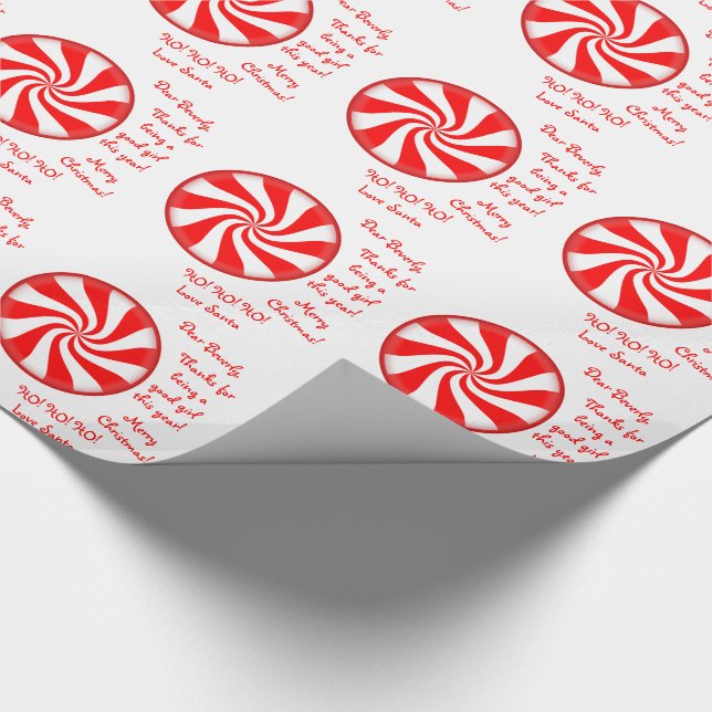 Peppermint Candy Letter from Santa Christmas Xmas Wrapping Paper (Corner)
