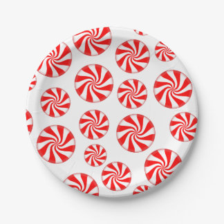 Peppermint Candy Merry Christmas Party Paper Plate