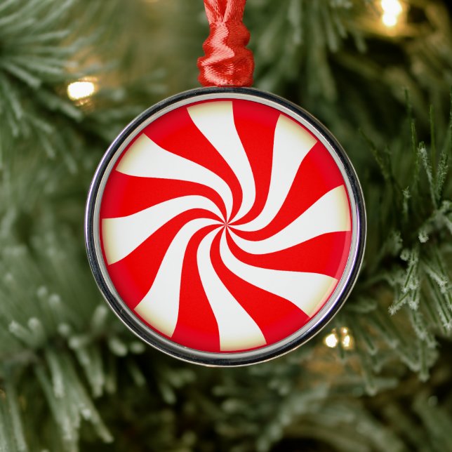 Peppermint Candy Metal Ornament (Tree)