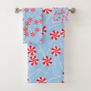 Peppermint Candy Mints Christmas Bath Towel Set