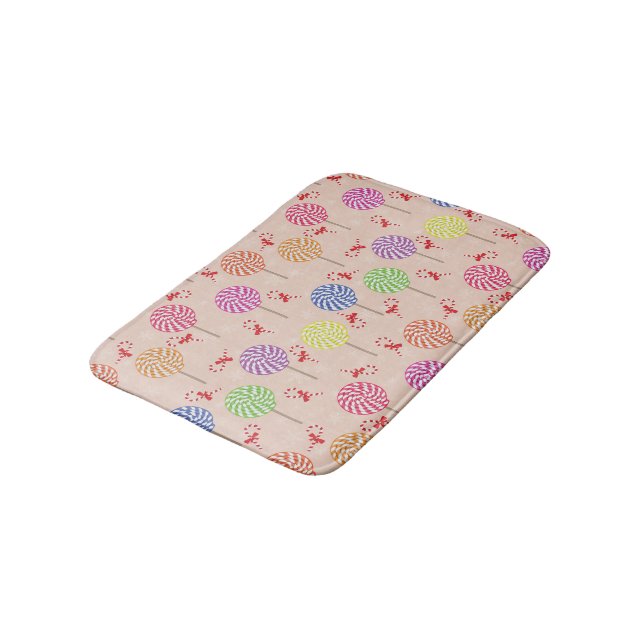 Peppermint Candy Mints Christmas,candy canes Bath Mat (Angled)