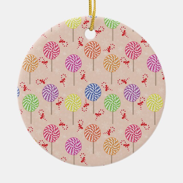 Peppermint Candy Mints Christmas,candy canes Ceramic Ornament (Front)