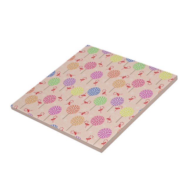 Peppermint Candy Mints Christmas,candy canes Ceramic Tile (Side)