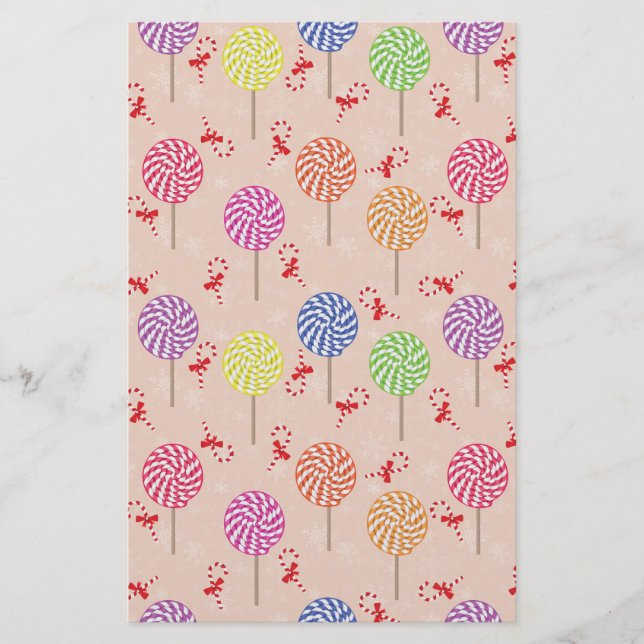 Peppermint Candy Mints Christmas,candy canes Stationery (Front)