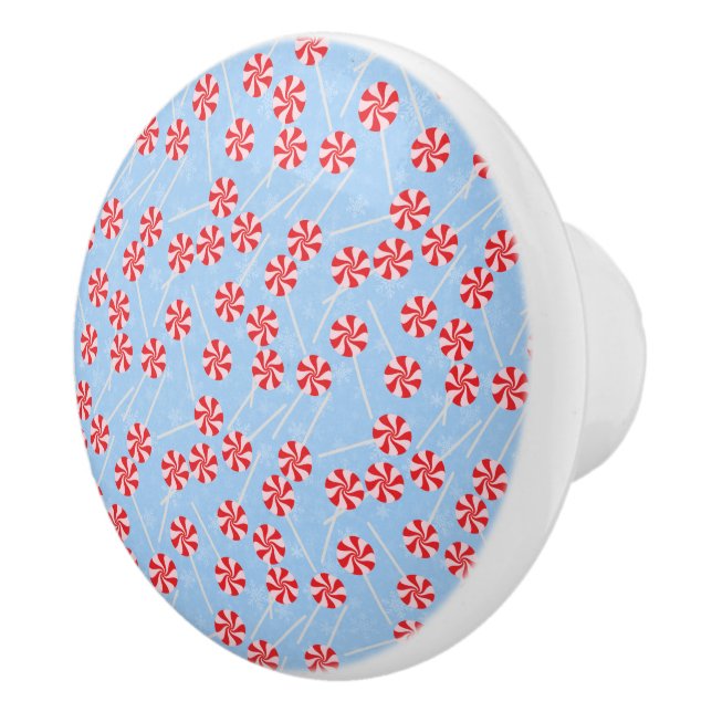 Peppermint Candy Mints Christmas Ceramic Knob (Right)