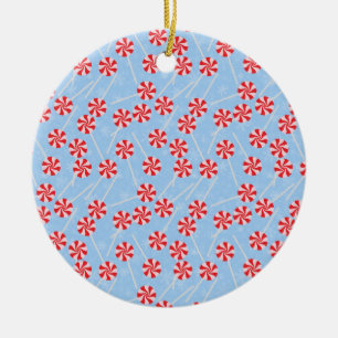 Peppermint Candy Mints Christmas Ceramic Ornament