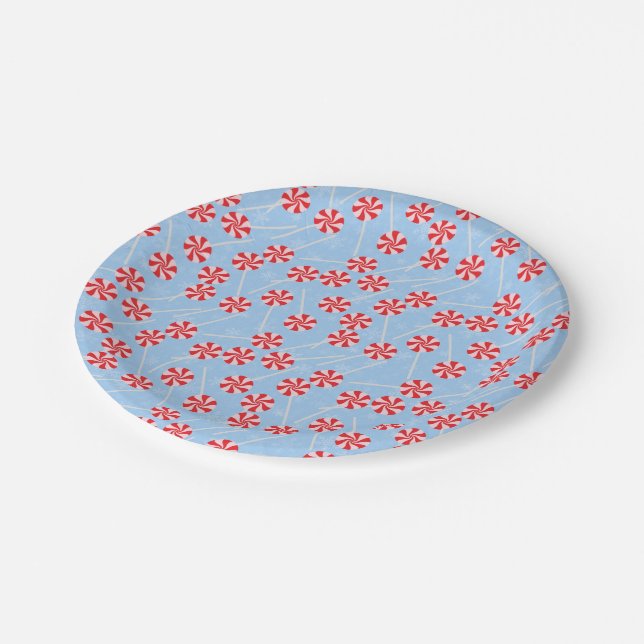 Peppermint Candy Mints Christmas Paper Plate (Angled)