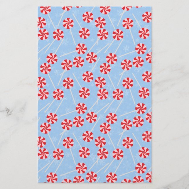Peppermint Candy Mints Christmas Stationery (Front)
