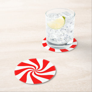 Peppermint Candy Paper Coaster Set