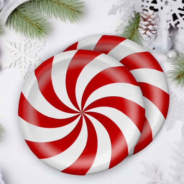 Peppermint Candy   Paper Plate (Celebrate the holiday with peppermint candy paper plates.)
