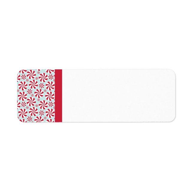 Peppermint Candy Red and Blue Holiday Return Address Label (Front)