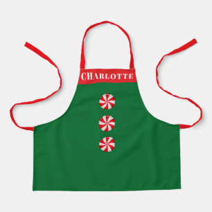 Peppermint Candy Red Green Christmas Personalised Apron