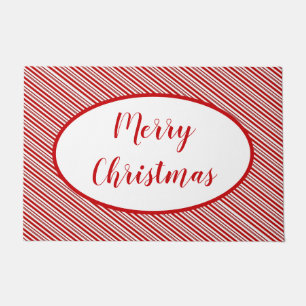 Peppermint candy stripe personalised   doormat