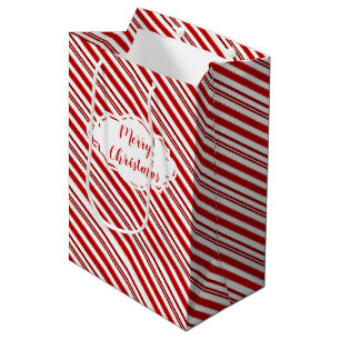 Peppermint candy stripe personalised medium gift bag