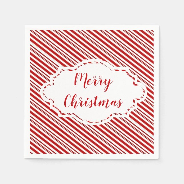 Peppermint candy stripe personalised   napkin (Front)
