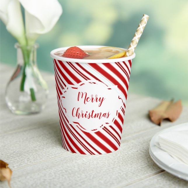 Peppermint candy stripe personalised   paper cups (Insitu)