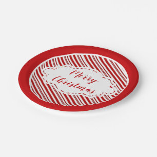 Peppermint candy stripe personalised paper plate