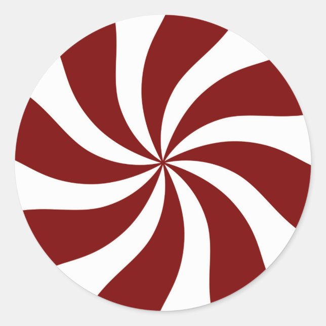 Peppermint Candy Swirl Red and White Classic Round Sticker (Front)