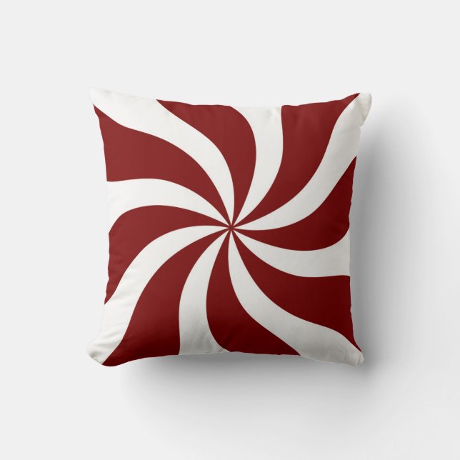 Peppermint Candy Swirl Red and White Cushion (Front)