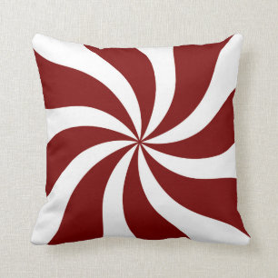 Peppermint Candy Swirl Red and White Cushion