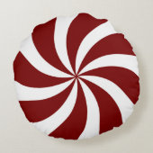 Peppermint Candy Swirl Red and White Round Cushion (Back)