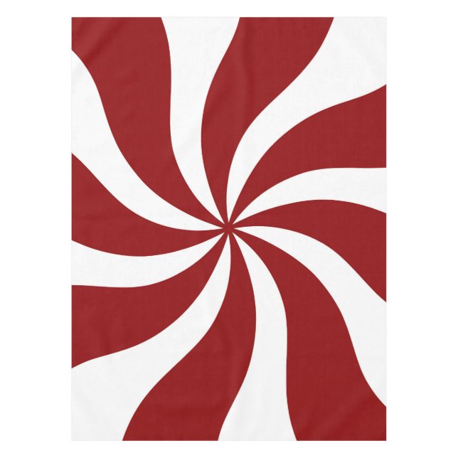 Peppermint Candy Swirl Red and White Tablecloth (Front)