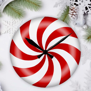 Peppermint Candy Swirl Round Clock