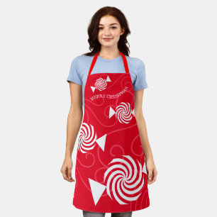 Peppermint candy swirls Christmas cooking baking Apron