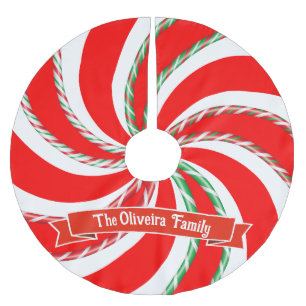 Peppermint Candy With Your Name Brushed Polyester Tree Skirt