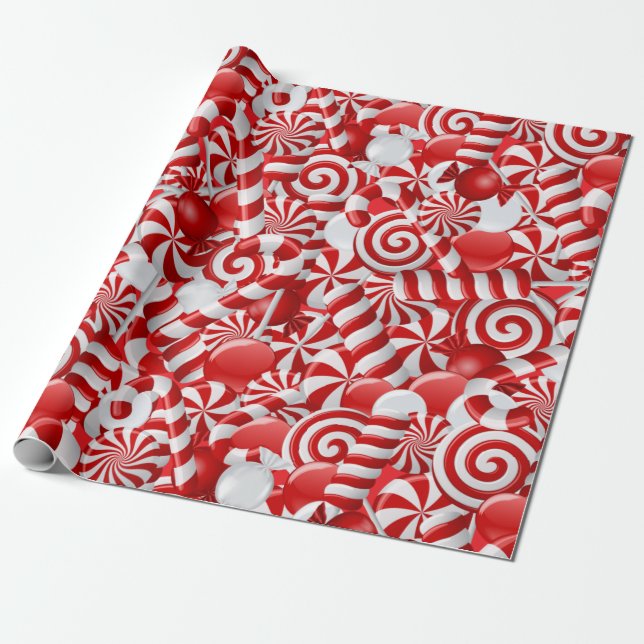 Peppermint Candy Wrapping Paper (Unrolled)