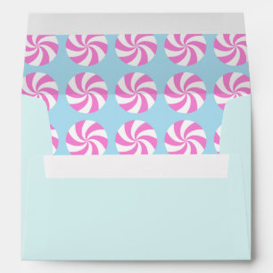 Peppermint Christmas Blue  Envelope