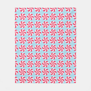 Peppermint Christmas Blue Fleece Blanket