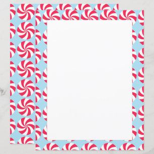 Peppermint Christmas Blue Stationery Paper