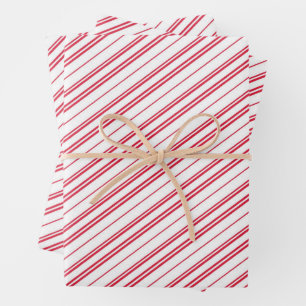 Peppermint Christmas Candy Cane Stripes Wrapping Paper Sheet