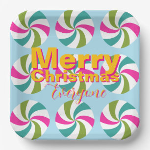 Peppermint Christmas Multicolors Paper Plate