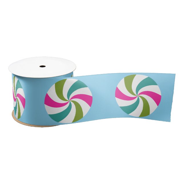 Peppermint Christmas Multicolors Satin Ribbon (Spool)