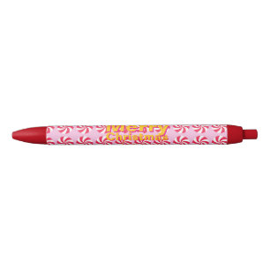 Peppermint Christmas Pink Black Ink Pen