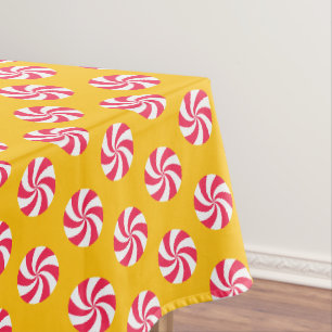 Peppermint Christmas Yellow Orange Tablecloth