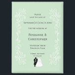 Peppermint Coloured Bride And Groom Design Wedding Magnet<br><div class="desc">Peppermint coloured wedding save the date magnet black and white bride groom design. You can customise this peppermint coloured wedding save the date magnet with your own wedding details. Should you require any help with customising then contact us through the link on this page. Black and white bride and groom...</div>