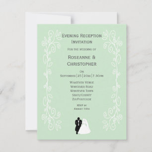 Peppermint Coloured Bride And Groom Design Wedding RSVP Card