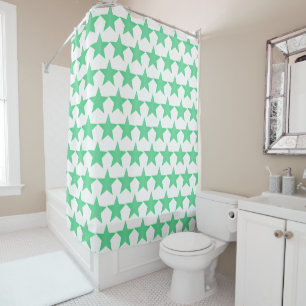 Peppermint Coloured Stars Design Shower Curtain