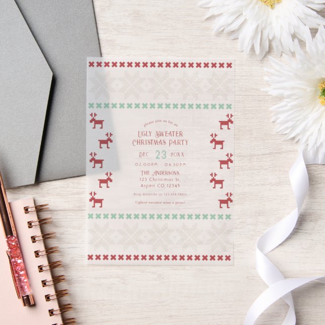 Peppermint Cream Ugly Sweater Christmas Party Vellum Invitations (Wedding)