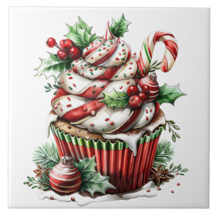 Peppermint Cupcakes Ceramic Tile