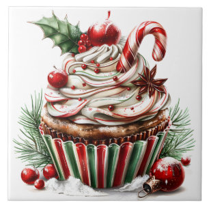 Peppermint Cupcakes Ceramic Tile