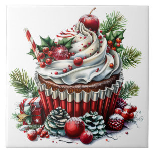 Peppermint Cupcakes Ceramic Tile