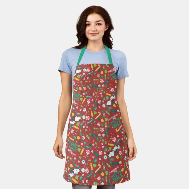 Peppermint Dreams Snoopy Candy Pattern Apron (Worn)